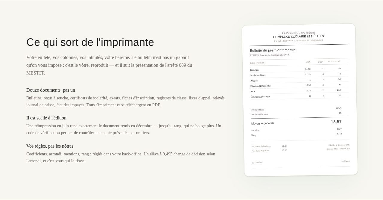 La pagella come esce dalla stampante